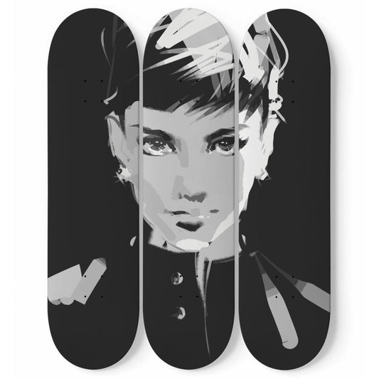 Audrey Hepburn Artwork 3 | 3-piece Skateboard Wall Art | Wall Decor | Best Unique Gift for Home Decor