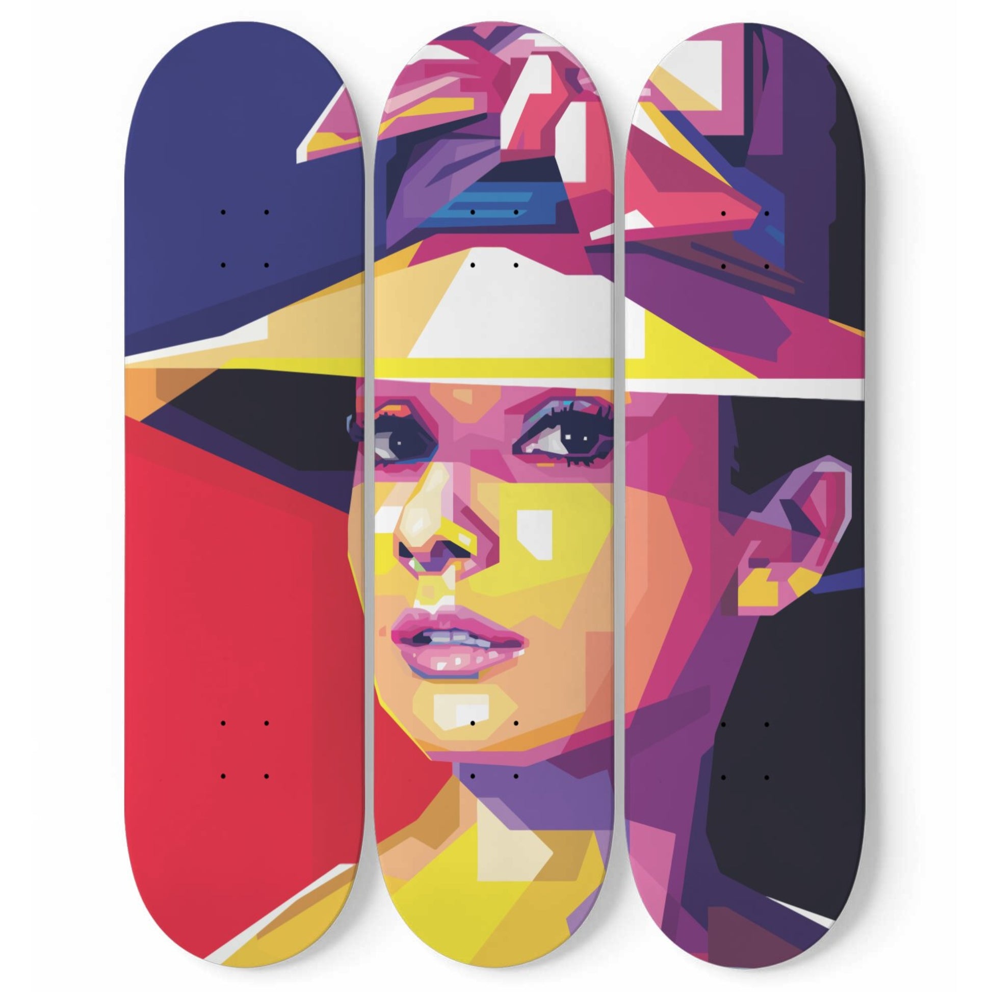 Audrey Hepburn Artwork 2 | 3-piece Skateboard Wall Art | Wall Decor | Best Unique Gift for Home Decor