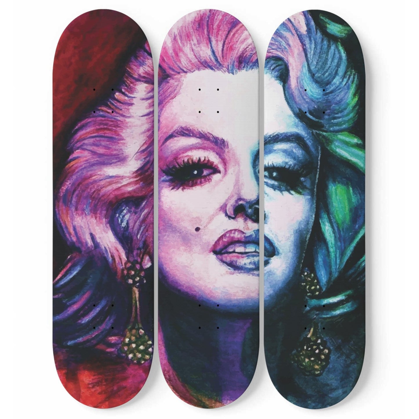 Marilyn Monroe Artwork  7 | 3-piece Skateboard Wall Art | Wall Decor | Best Unique Gift for Home Decor