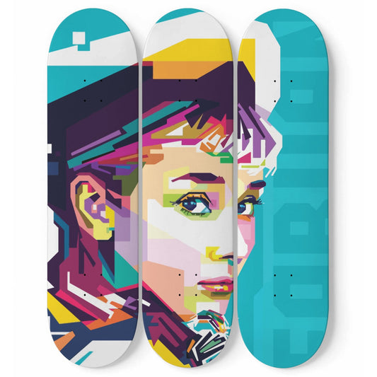 Audrey Hepburn Artwork 4 | 3-piece Skateboard Wall Art | Made with Maple Wood | Wall Hanging Decoration | Best Unique Gift for Home Decor
