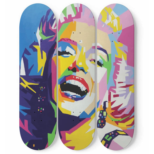 Marilyn Monroe Artwork 5 | 3-piece Skateboard Wall Art | Made with Maple Wood | Wall Hanging Decoration | Best Unique Gift for Home Decor