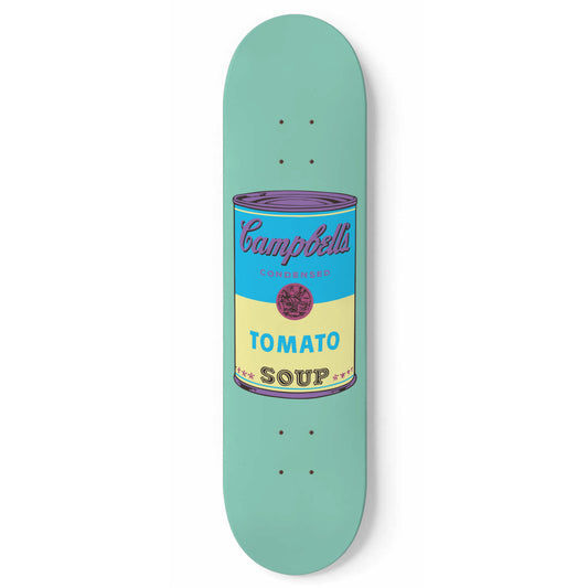 Retro Pop Art Wall Art, Cyan Pastel Campbell Soup, 1-Piece Skateboard Wall Art