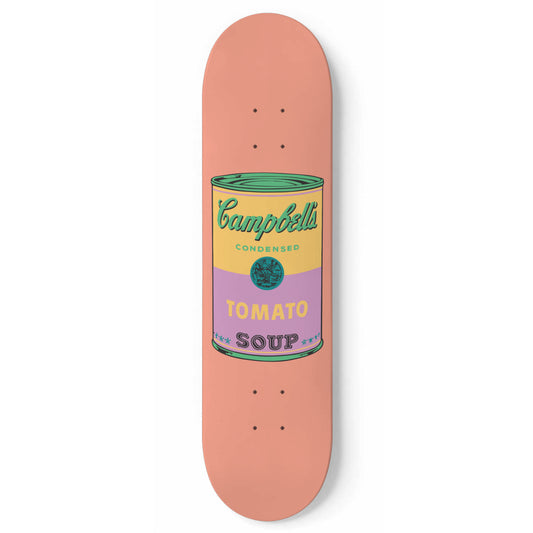 Retro Pop Art Wall Art, Pink Pastel Campbell Soup, 1-Piece Skateboard Wall Art
