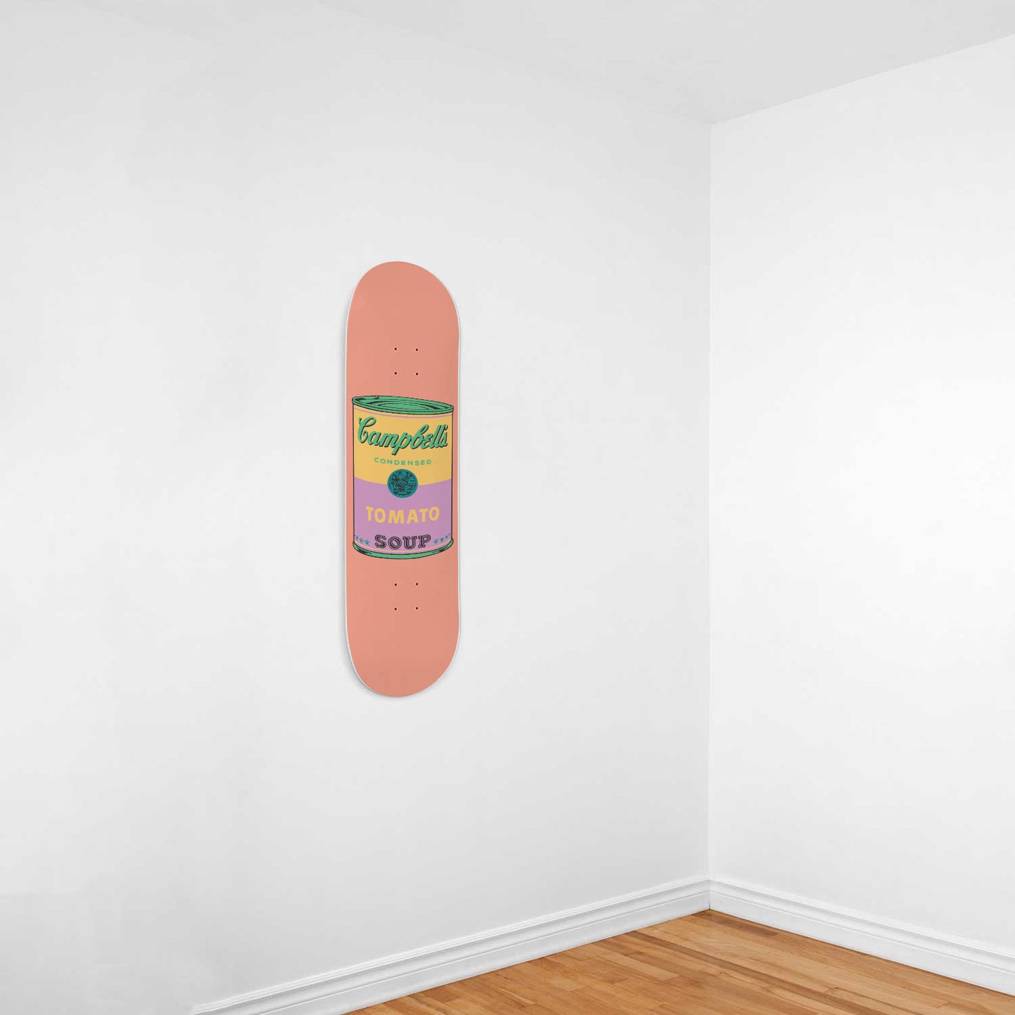Retro Pop Art Wall Art, Pink Pastel Campbell Soup, 1-Piece Skateboard Wall Art