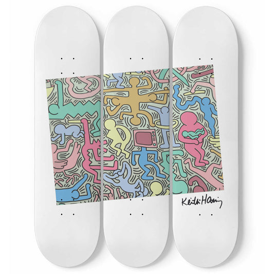 Keith Haring - Tuttomondo Skateboard Art | Maple Wood