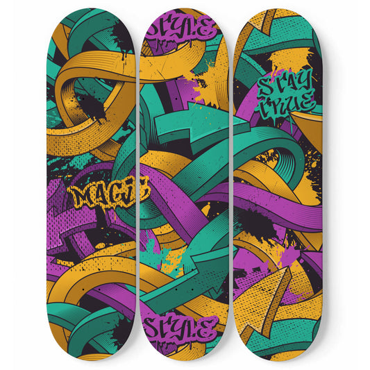 Graffiti - Colorful Arrows Skateboard Wall Art