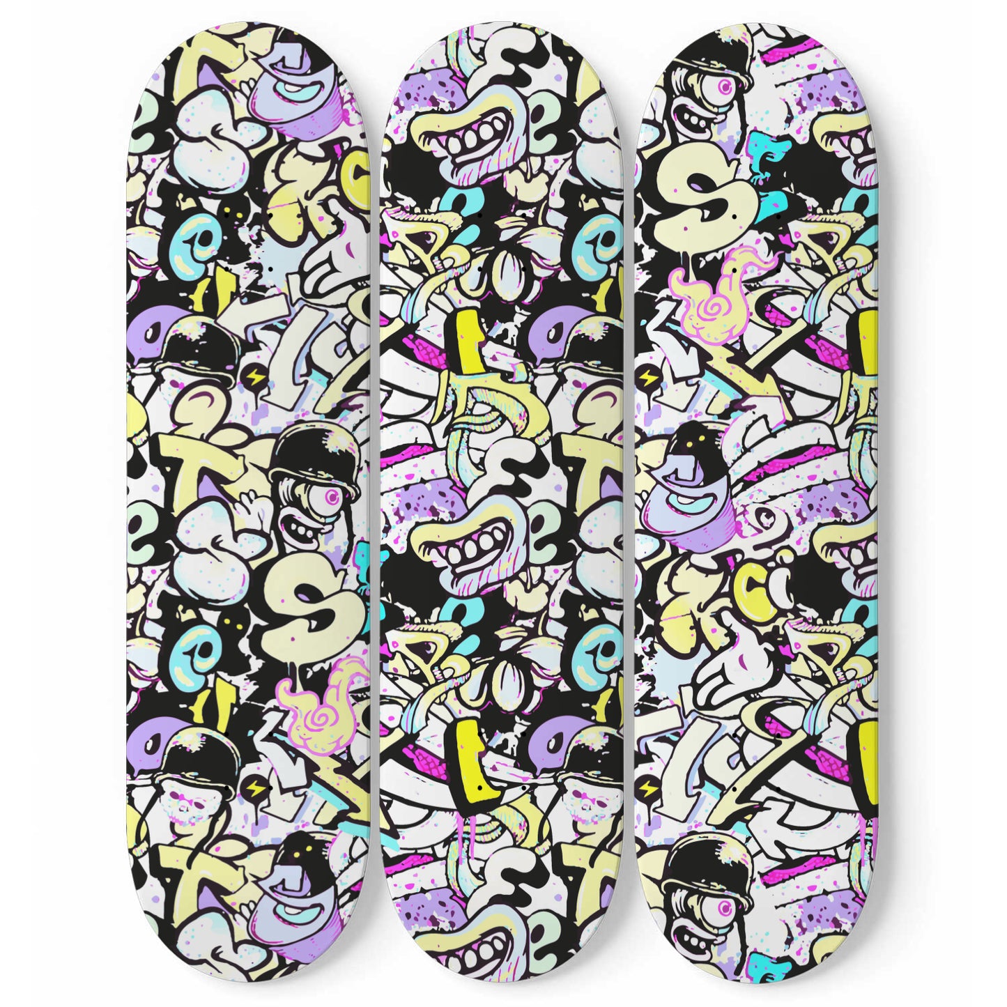 Graffiti World 05 Cute 3 piece Skateboard Wall Art