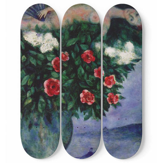 Marc Chagall - The Woman and the Roses - 3-piece Skateboard Wall Art