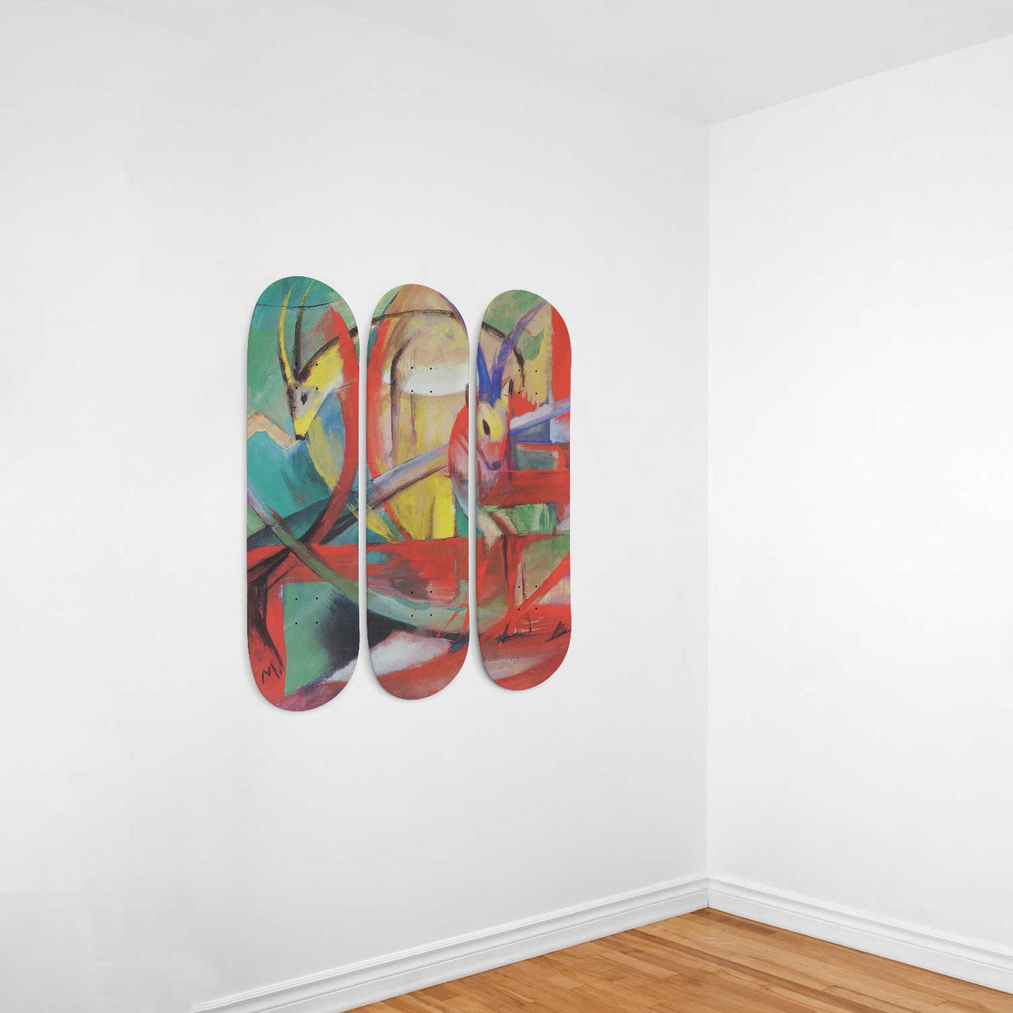 Franz Marc - Gazelles - 3-piece Skateboard Wall Art