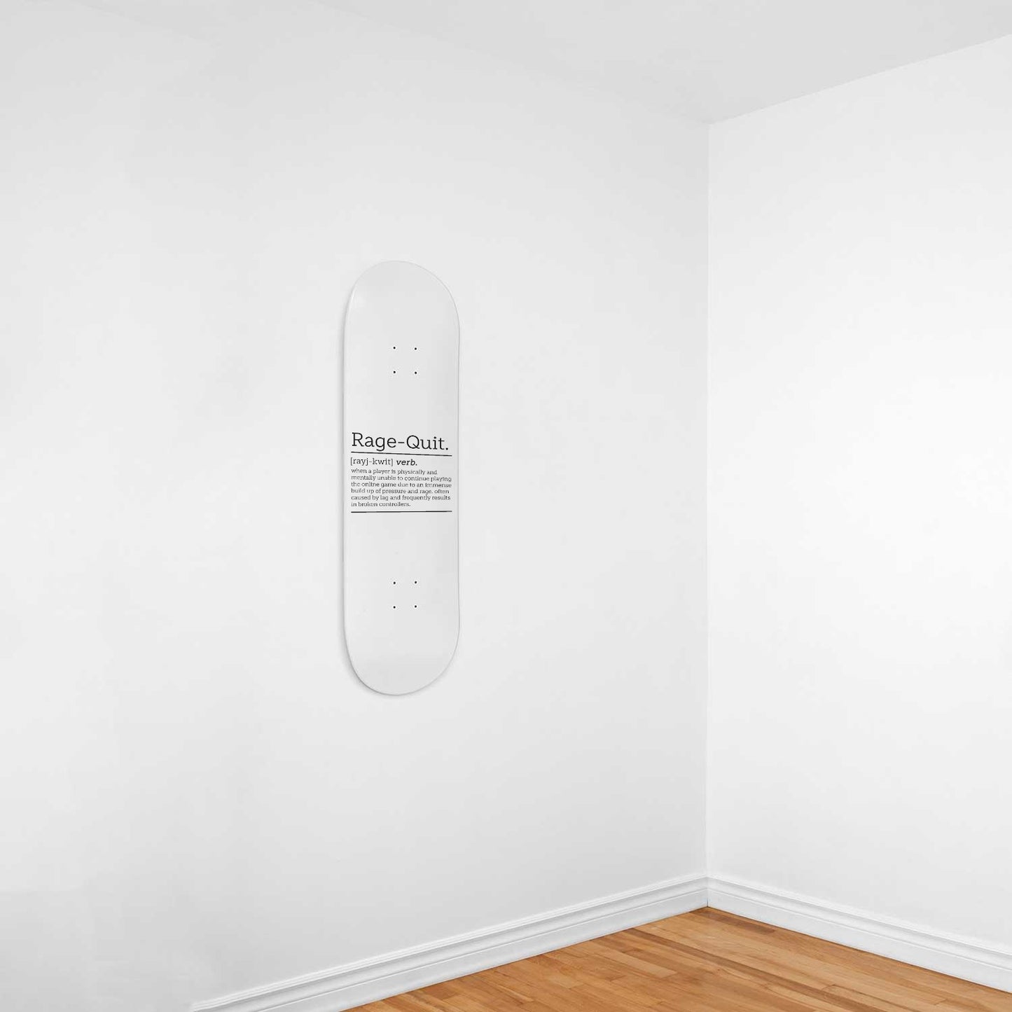 Rage-Quit Definition Wall Art - White Skateboard Wall Art