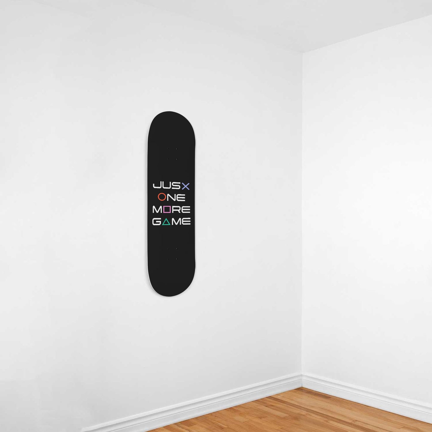 Just One More Game - Black Skateboard Wall Art