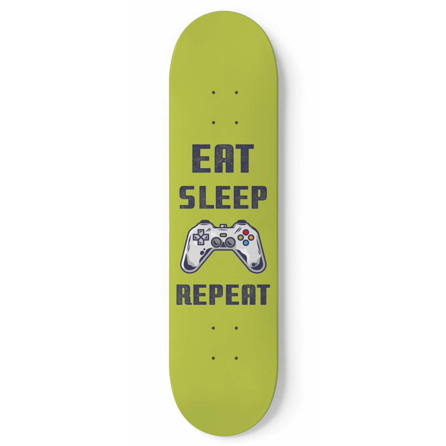 Eat Sleep Game Repeat - Gamer Wall Art Decals - PlayStation Controller - Lime Green Skateboard Wall Art