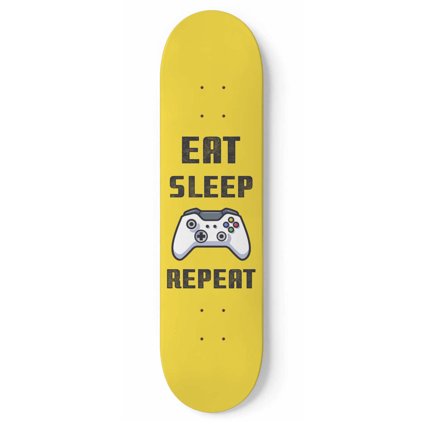 Eat Sleep Game Repeat - Gamer Wall Art Decals - XBox Controller - Yellow Skateboard Wall Art