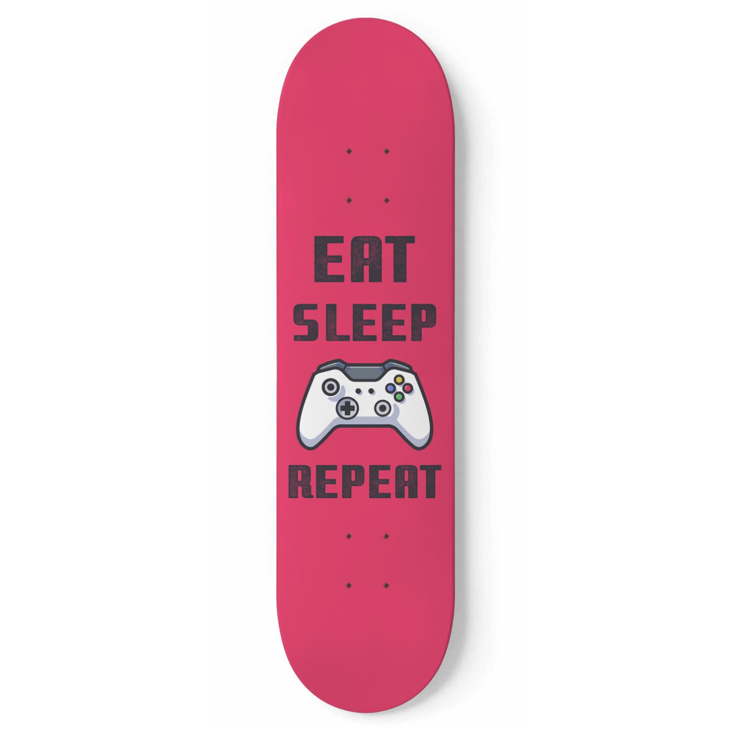 Eat Sleep Game Repeat - Gamer Wall Art Decals - PlayStation Controller - Red Skateboard Wall Art
