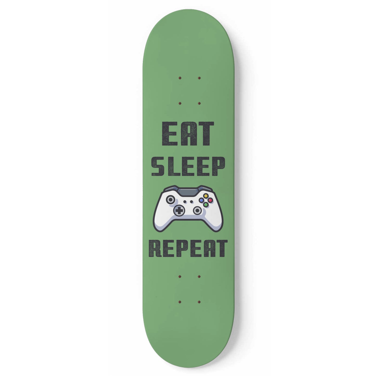 Eat Sleep Game Repeat - Gamer Wall Art Decals - XBox Controller - Green Skateboard Wall Art