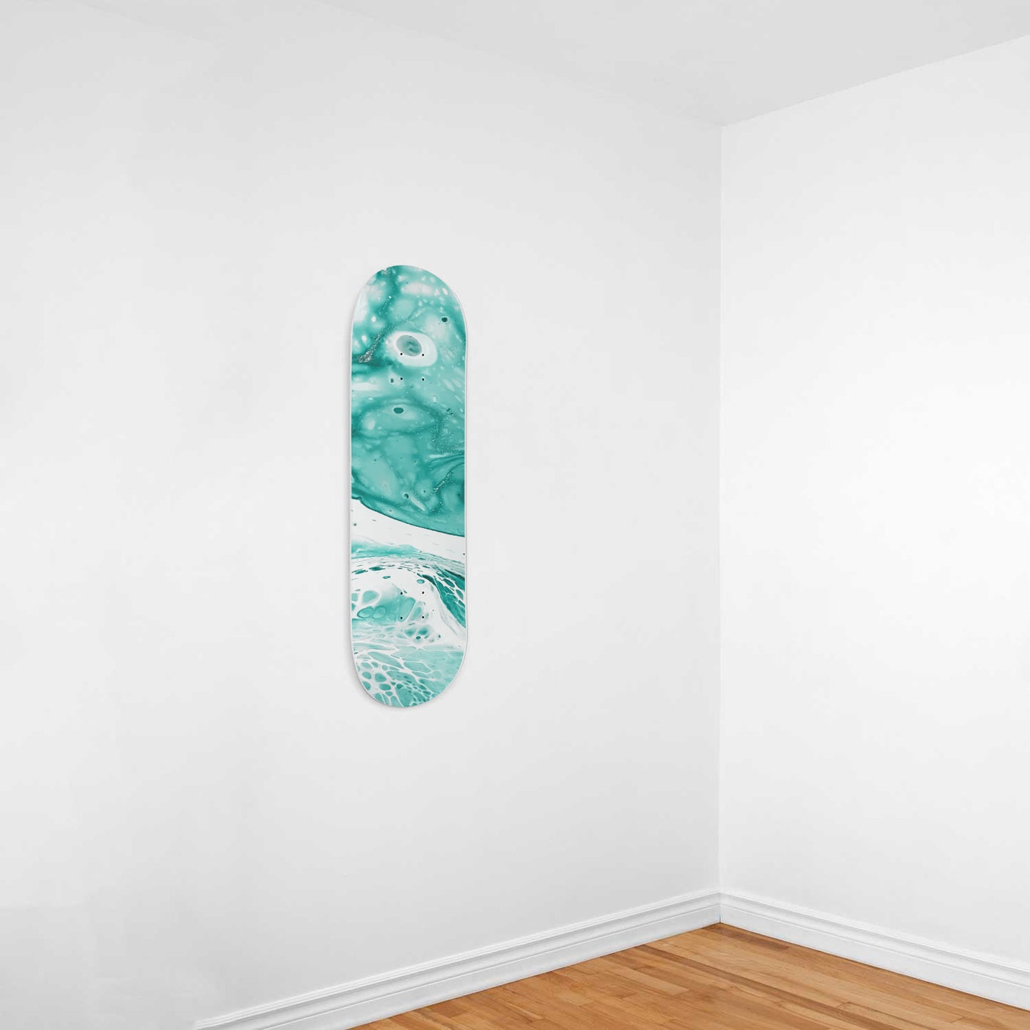 Effervesce - Liquid Marble Wall Art - Blue-Green 1-piece - Skateboard Deck Wall Art