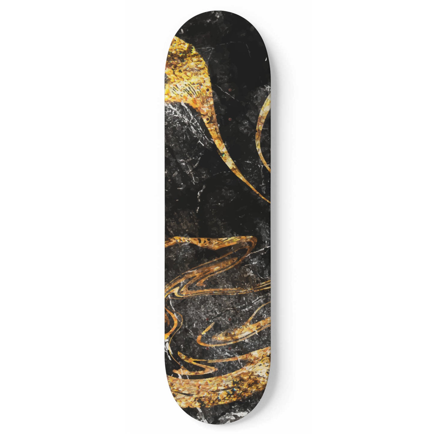 Gold Sheen Obsidian - Liquid Marble Wall Art - Black & Gold - 1-piece Skateboard Wall Art