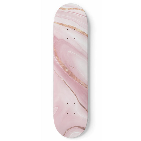 Rosa Con Dorado - Liquid Marble Wall Art - Pink with Gold - 1-piece Skateboard Deck Wall Art