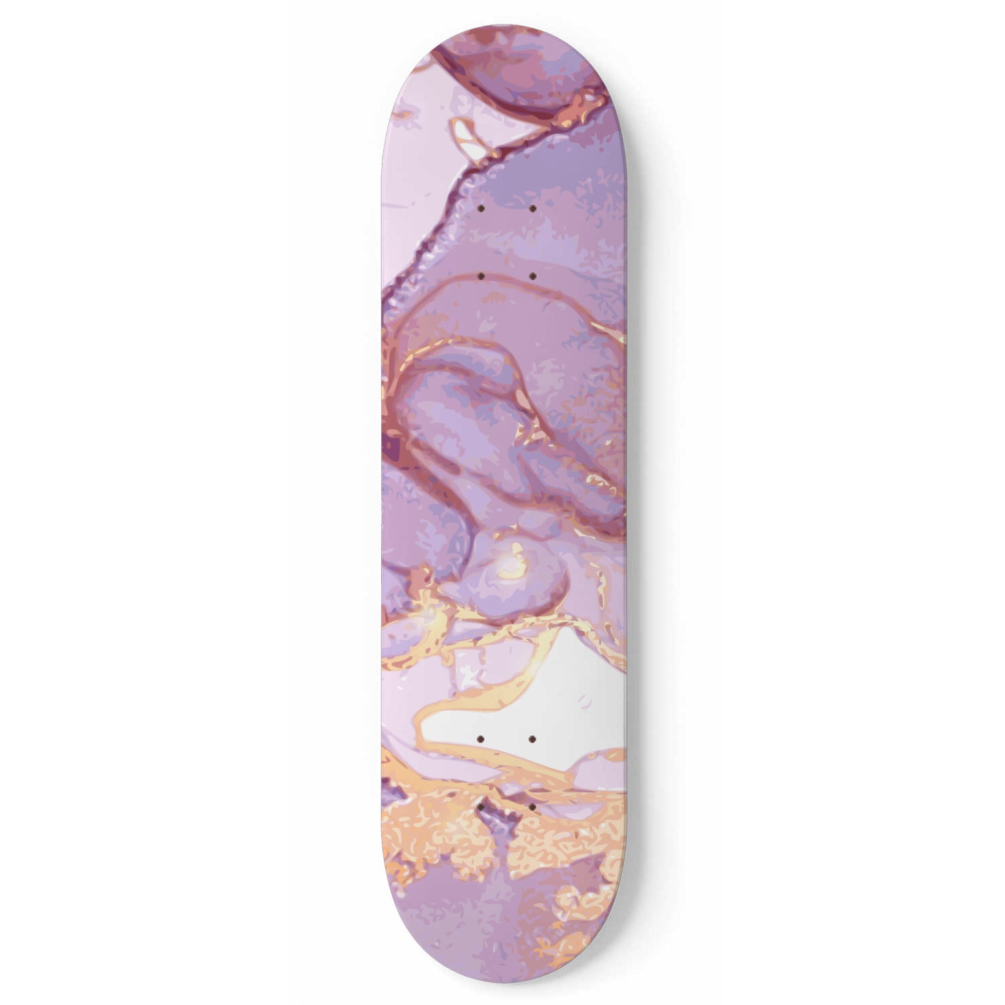 Lilac - Liquid Marble Wall Art - Pale Violet - Pink 1-piece Skateboard Deck Wall Art