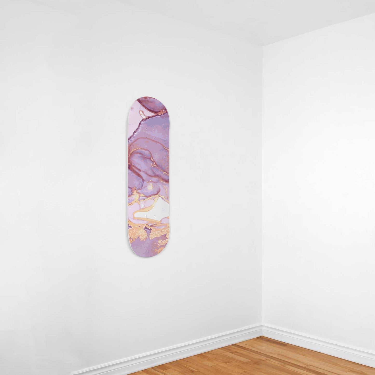 Lilac - Liquid Marble Wall Art - Pale Violet - Pink 1-piece Skateboard Deck Wall Art
