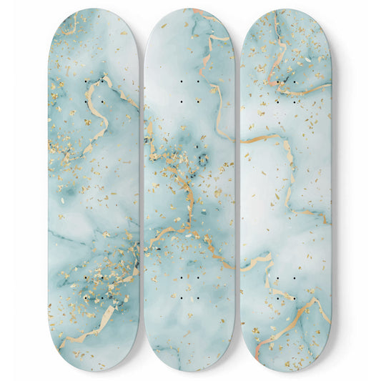 Sea Foam - Liquid Marble Wall Art - Blue-Green - 3 Skateboard Art