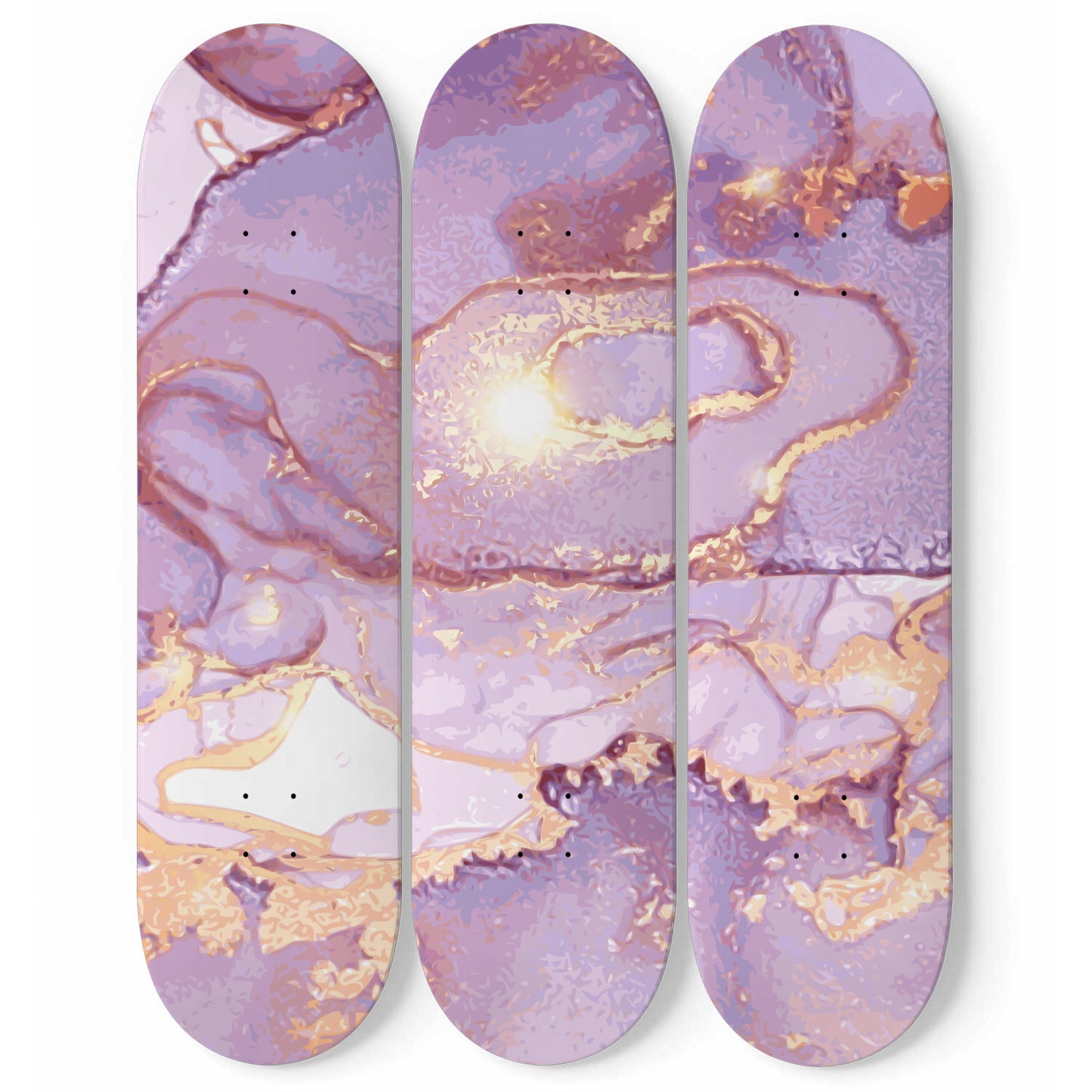 Lilac - Liquid Marble Wall Art - Pale Violet - Pink - 3 Skateboard Wall Art