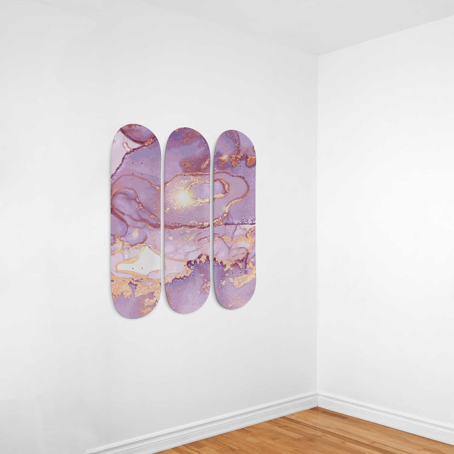 Lilac - Liquid Marble Wall Art - Pale Violet - Pink - 3 Skateboard Wall Art