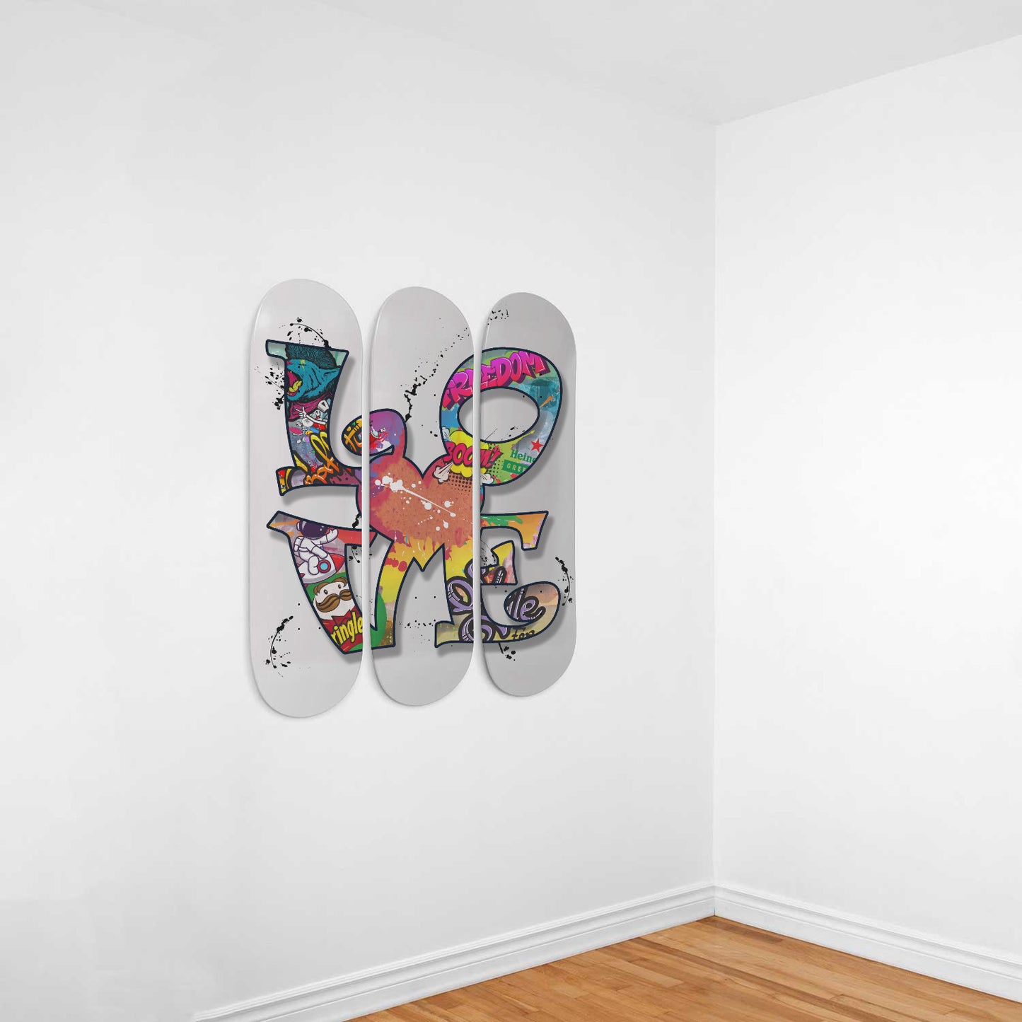 LOVE Pop Art Wall Art 3-piece Skateboard Wall Art