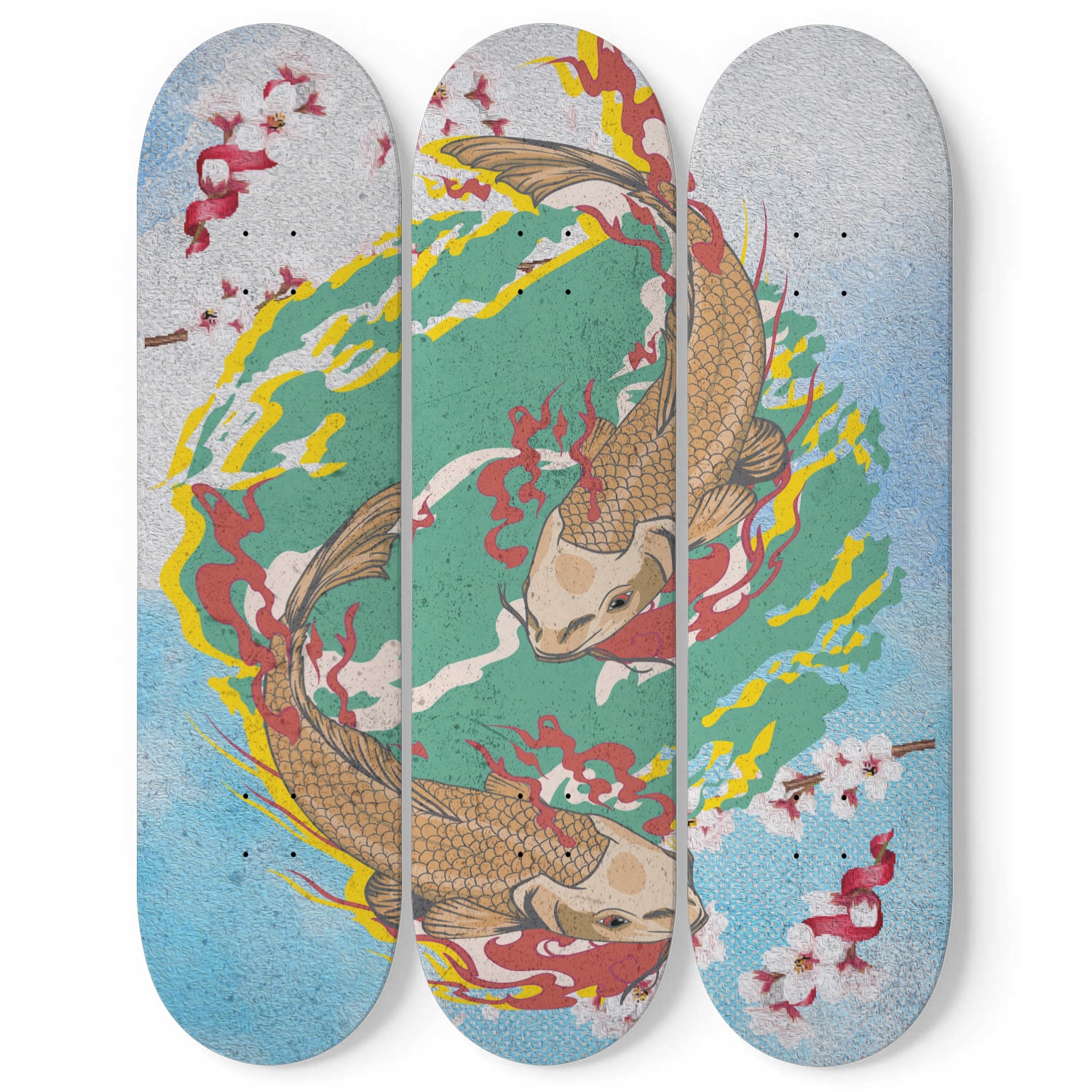Koi Fish 3-piece Skateboard Wall Art