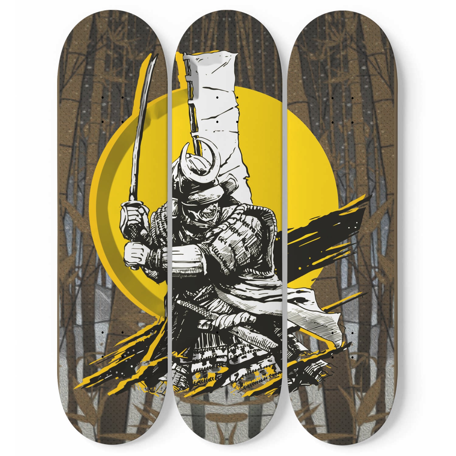 Samurai Warrior 3-piece Skateboard Wall Art
