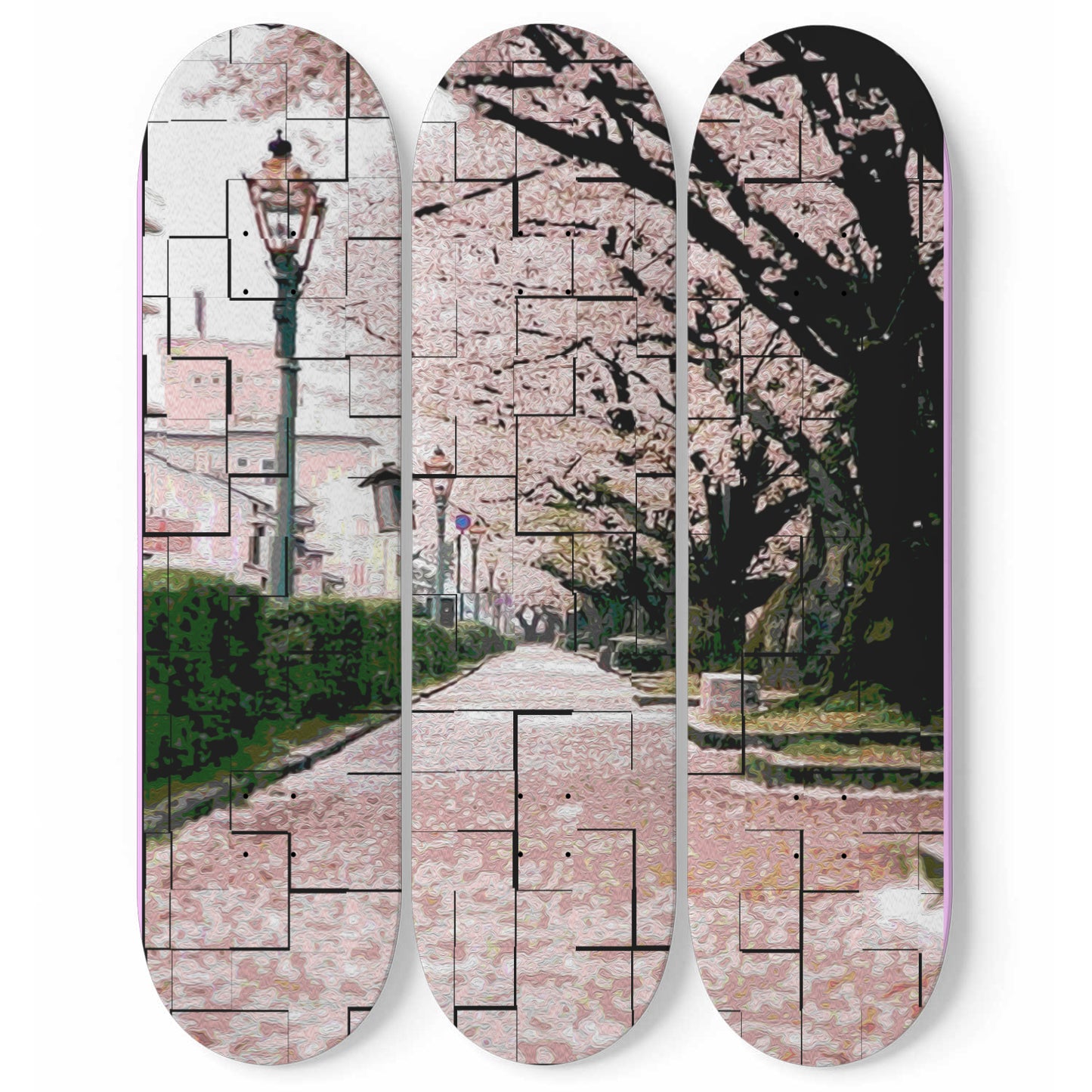 Cherry Blossom Mosaic 3-piece Skateboard Wall Art