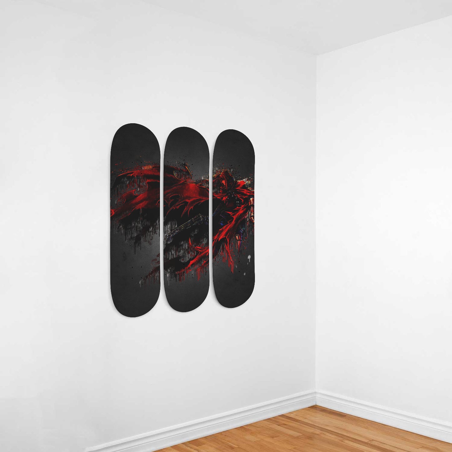 Final Fantasy | Vincent Valentine Sketch Paint 3piece Skateboard Wall Art