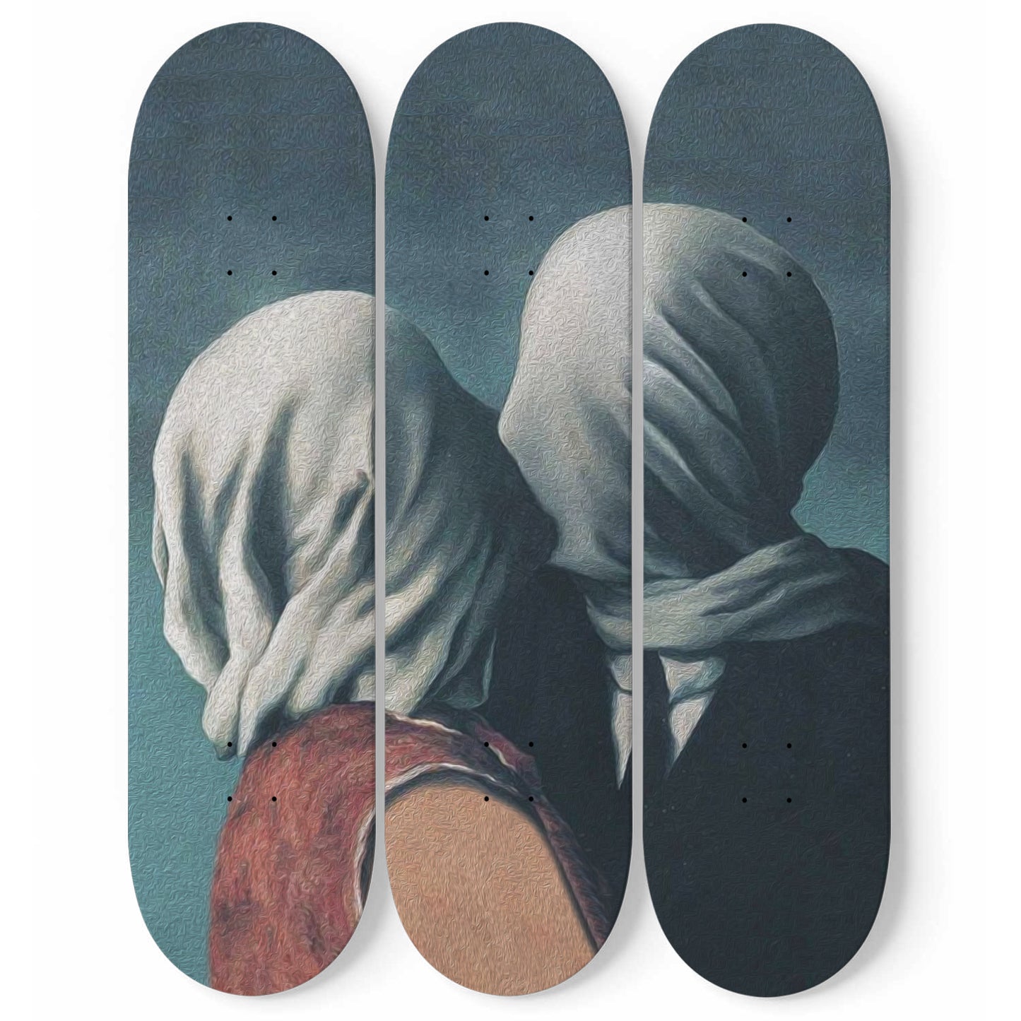René Magritte - The Lovers II Painting - 3-piece Skateboard Wall Art