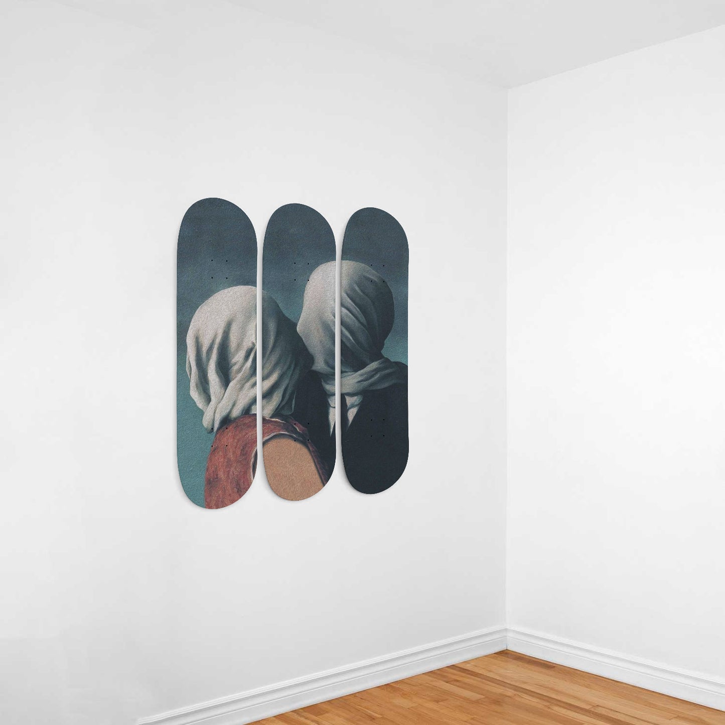 René Magritte - The Lovers II Painting - 3-piece Skateboard Wall Art