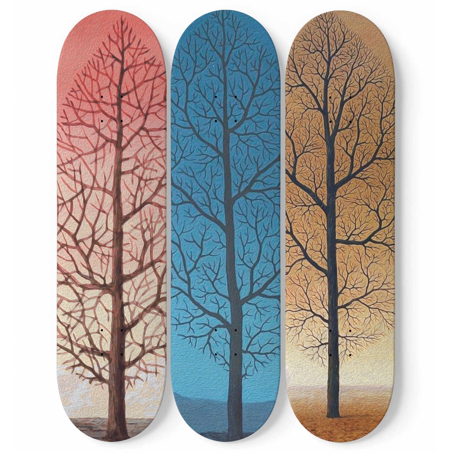 René Magritte Tree Painting - 3-piece Skateboard Wall Art