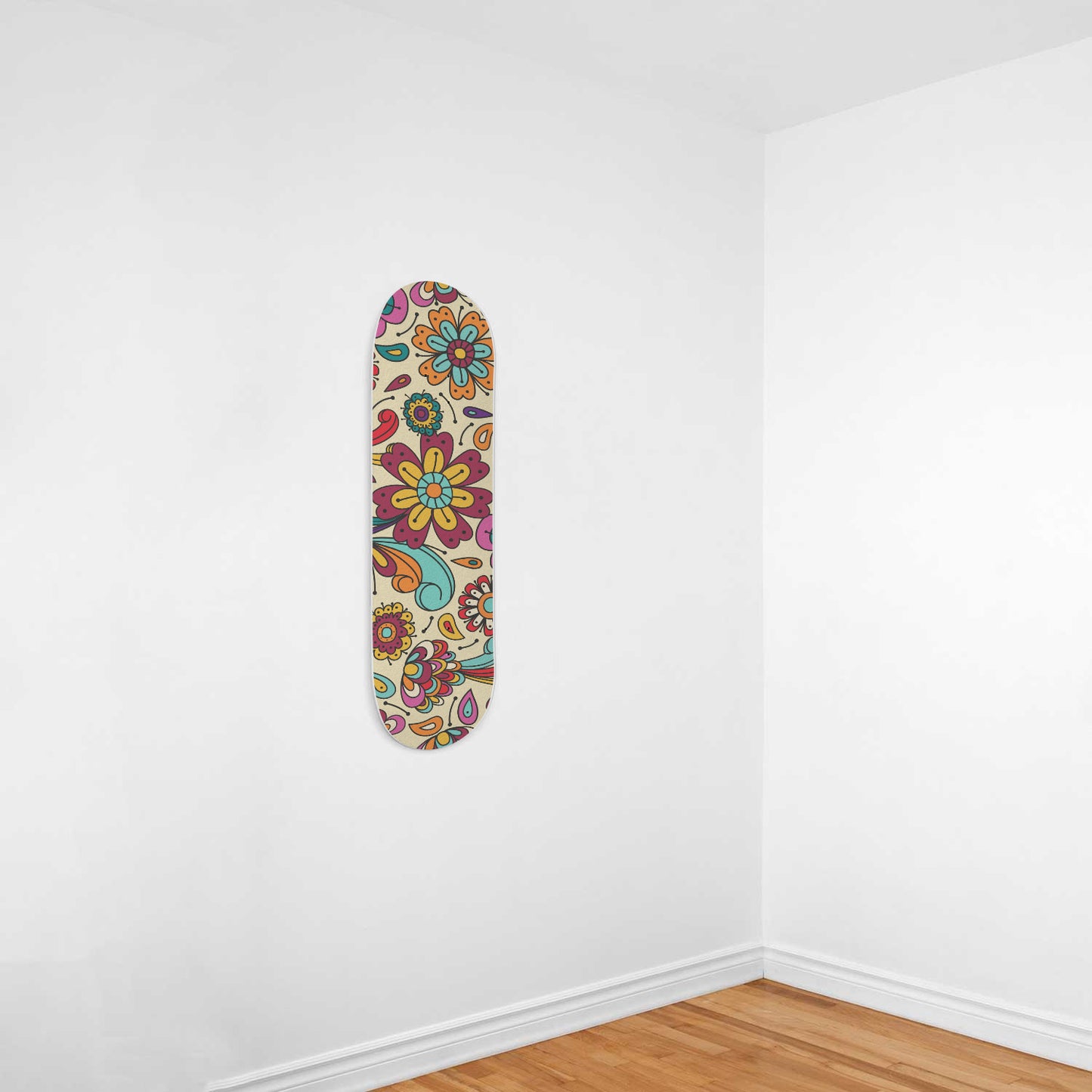 Spring Flowers and Leaves Groovy Floral Pattern | 1 Skateboard Art