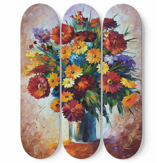 Flower wall art V1 - 3 piece Skateboard Wall Art