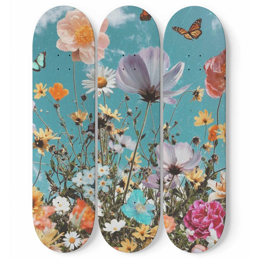 Beautiful Flower | Painting | 3 piece Skateboard Wall Art