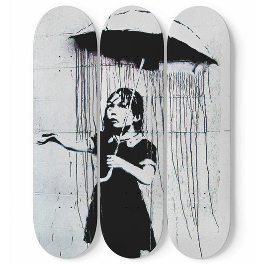 Banksy - Nola Girl With Umbrella, 3-piece Skateboard Wall Art