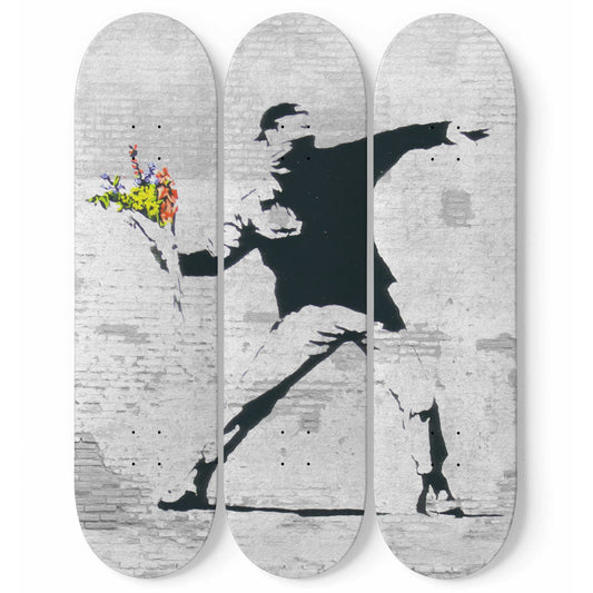 Banksy - Flower Thrower, 3-piece Skateboard Wall Art