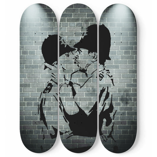 Banksy - Kissing Coppers, 3-piece Skateboard Wall Art