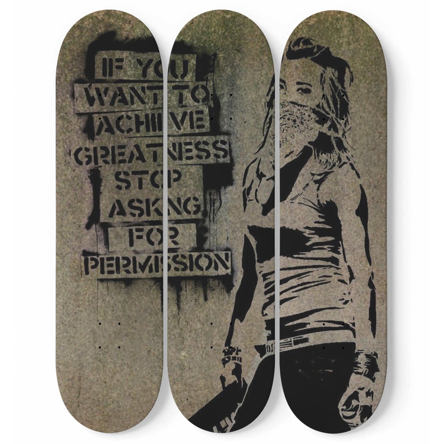 Banksy - Motivation Quote, 3-piece Skateboard Wall Art