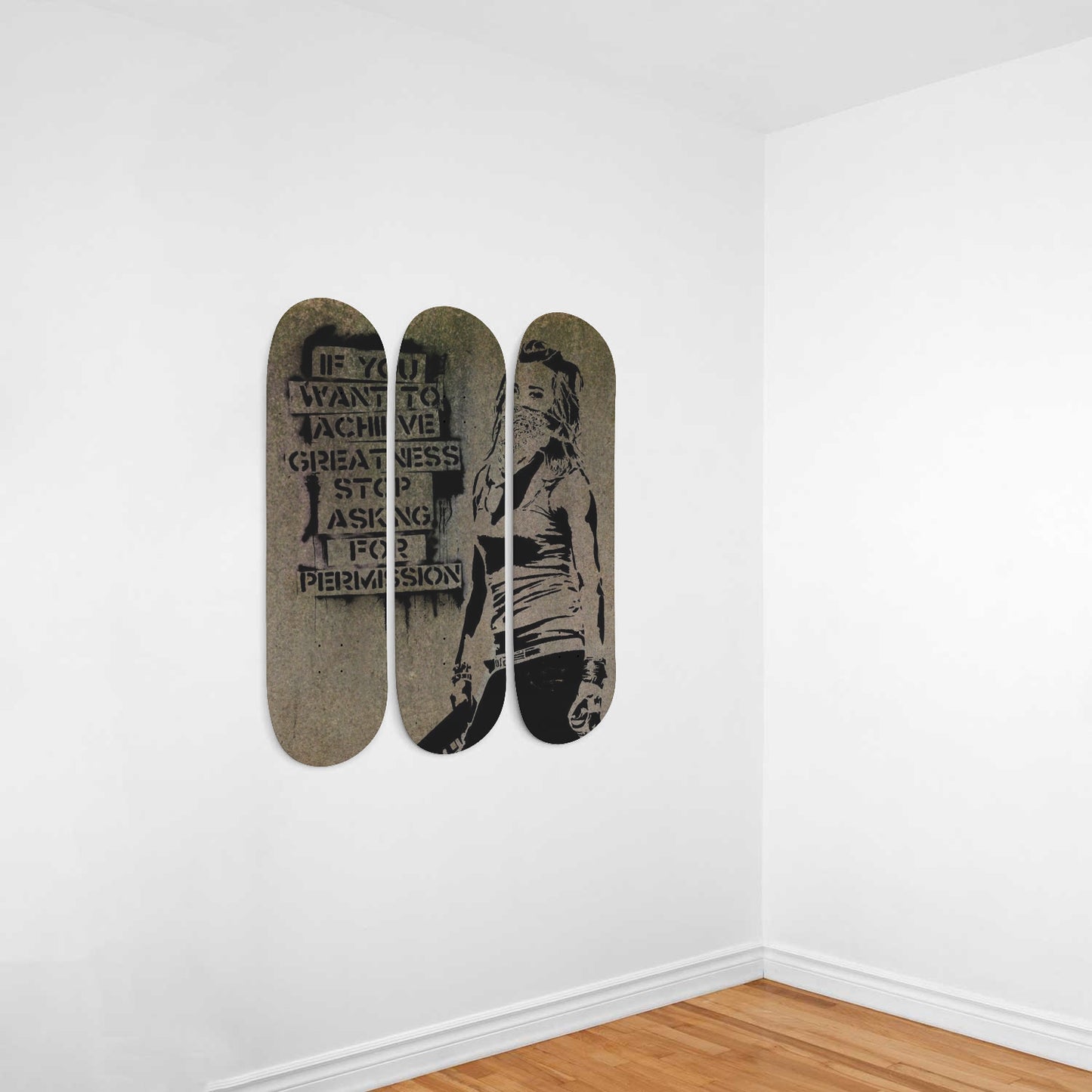 Banksy - Motivation Quote, 3-piece Skateboard Wall Art