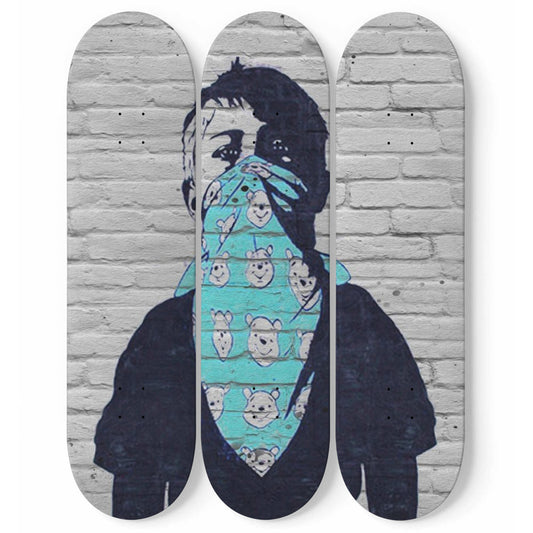 Banksy - Social Distancing, 3-piece Skateboard Wall Art