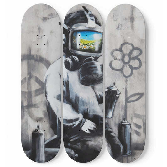 Banksy, 'Gas Mask Boy' | 3 Set Skateboard Deck Wall Art