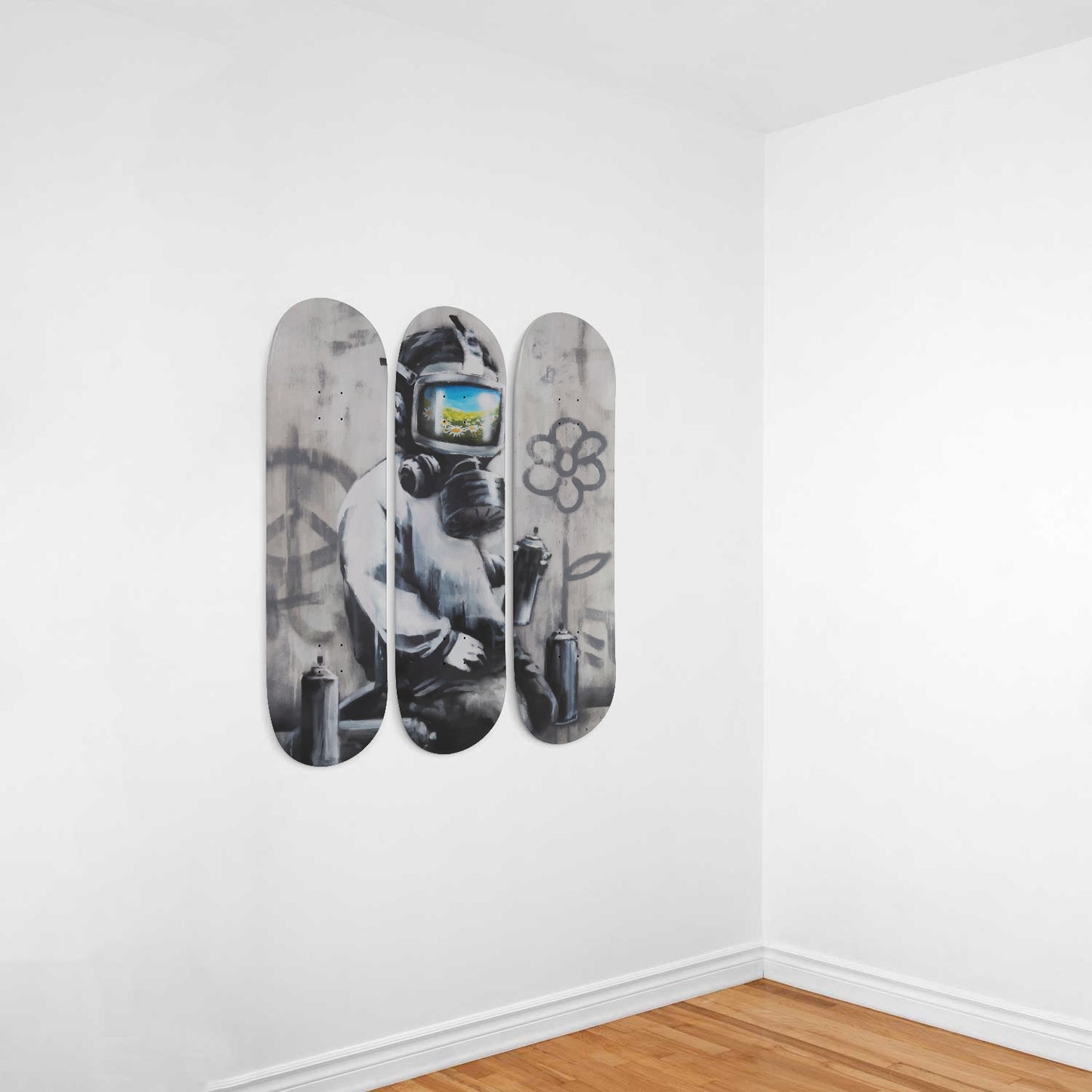 Banksy, 'Gas Mask Boy' | 3 Set Skateboard Deck Wall Art