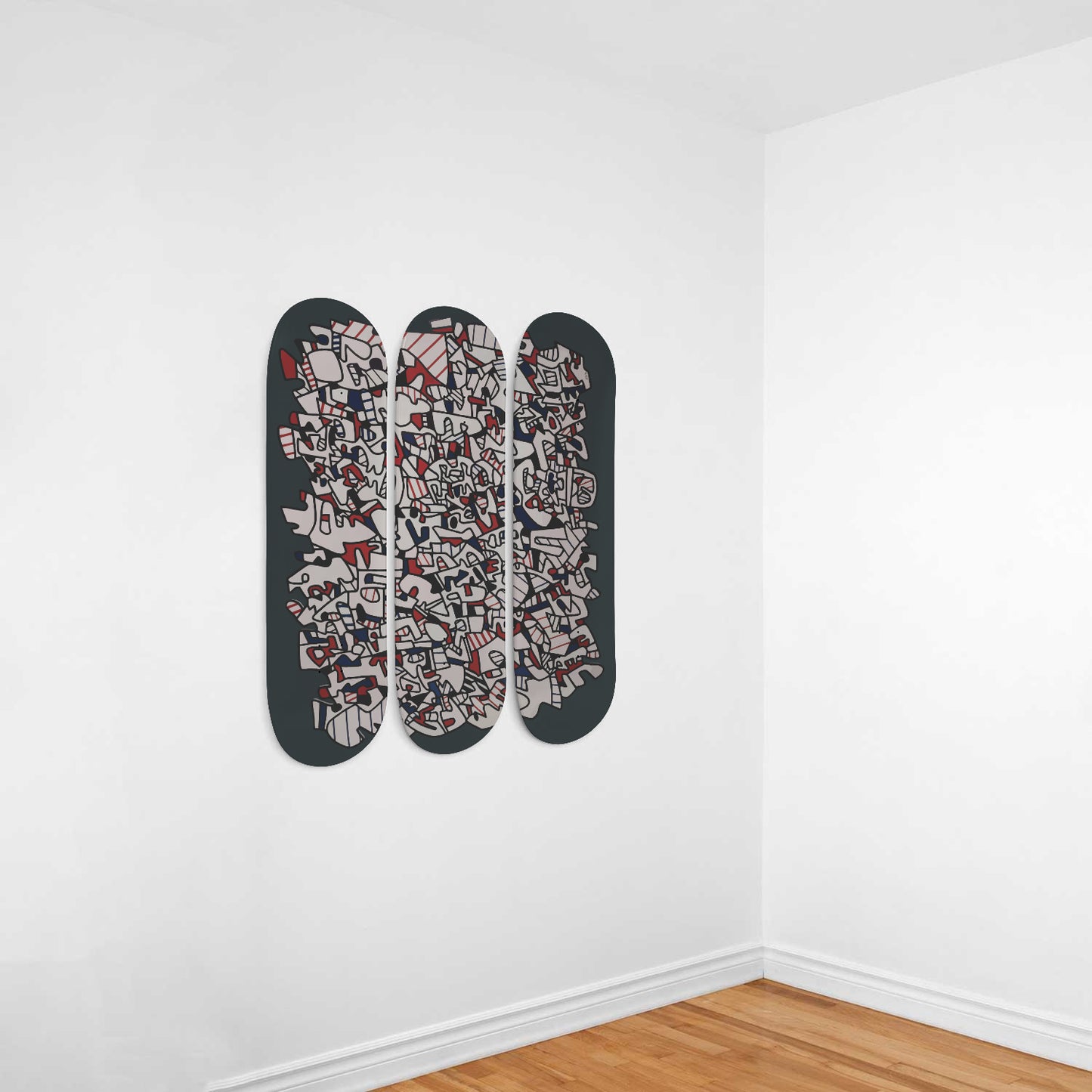 Jean DuBuffet - 'Ontogenesis' - 3-piece Skateboard Wall Art