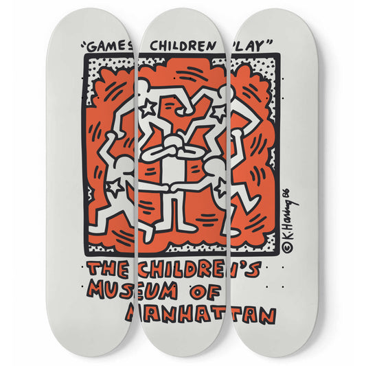 Keith Haring - Games Children Played 1986, 3-piece Skateboard Wall Art