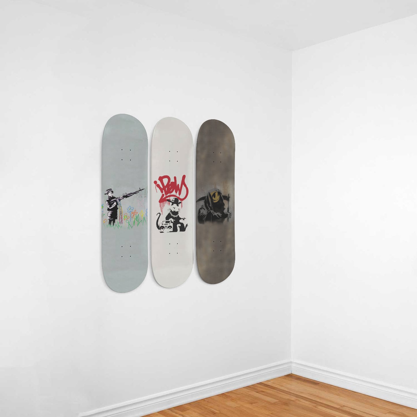 Banksy - Mixed Art - 3-piece Skateboard Wall Art