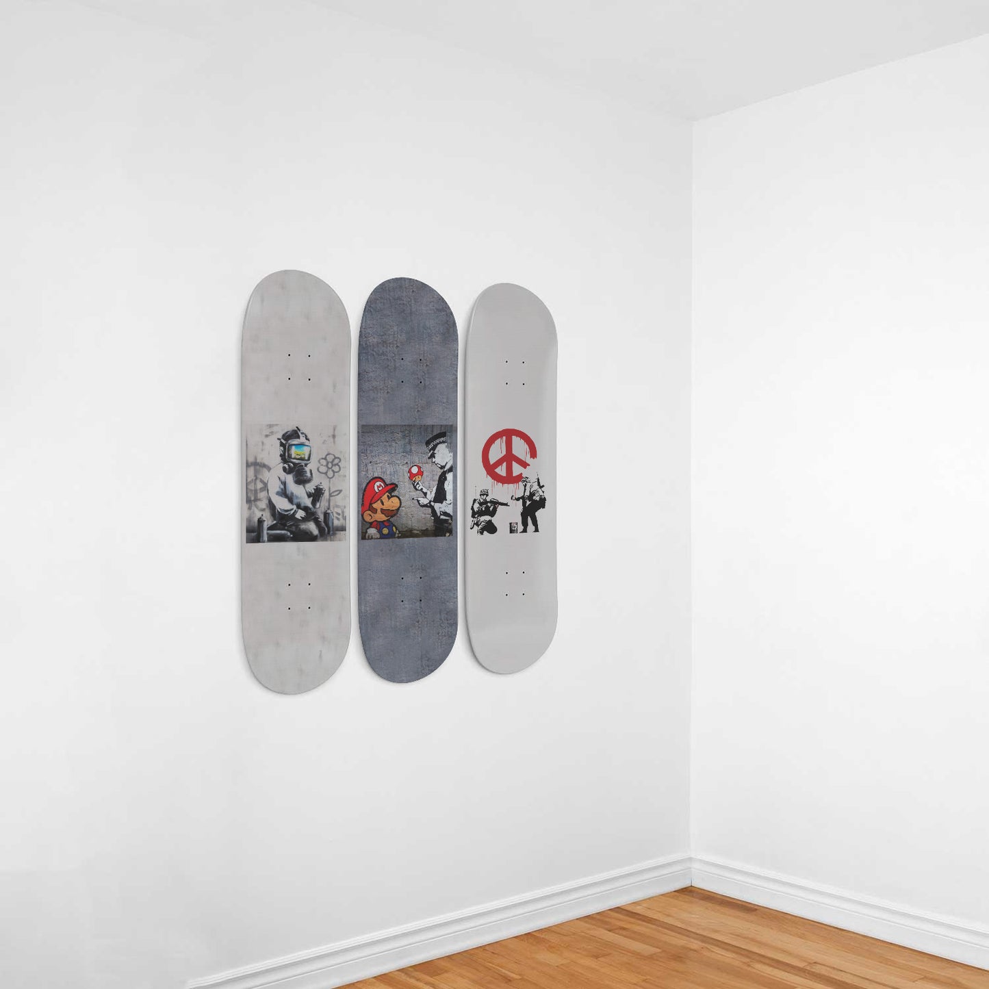 Banksy - Mixed Art - 3-piece Skateboard Wall Art